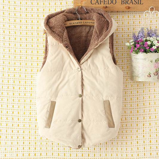 Fleece Hooded Cotton-Padded Vest Jacket