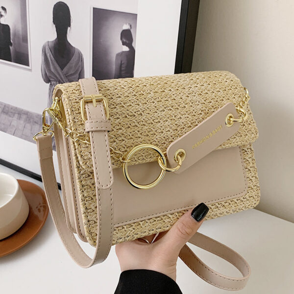 Single Shoulder Crossbody Braided Small Square Bag - Khaki