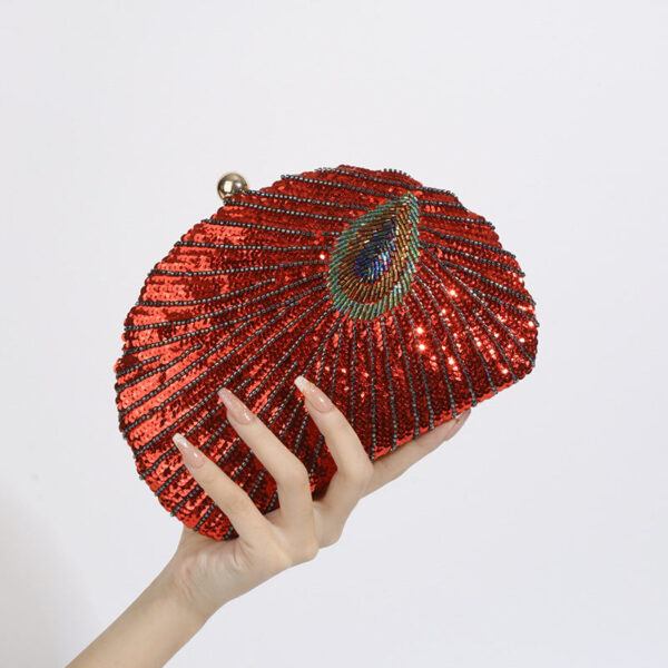 Vintage Beaded One-shoulder Crossbody Chain Handbag - Red