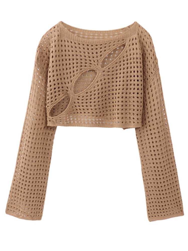 Lazy Style Hollow-Out Sunscreen Blouse - Image 3