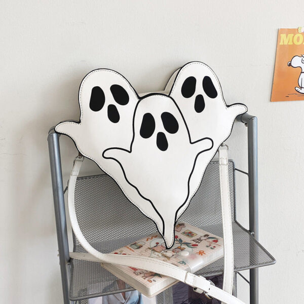 Halloween Funny 3D Cartoon Ghost Cartoon Shoulder Bags Phone Purses - White
