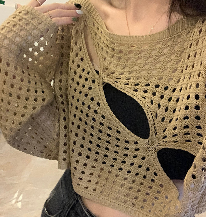 Lazy Style Hollow-Out Sunscreen Blouse - Image 2