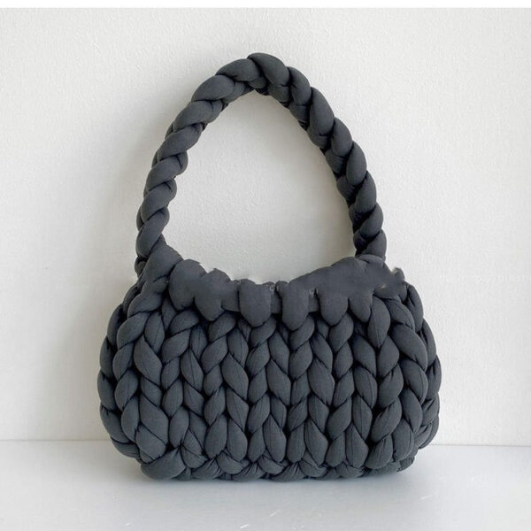 Iceland Wool Hand Braided Twist Braid Hand Bill Shoulder Bag - Grey