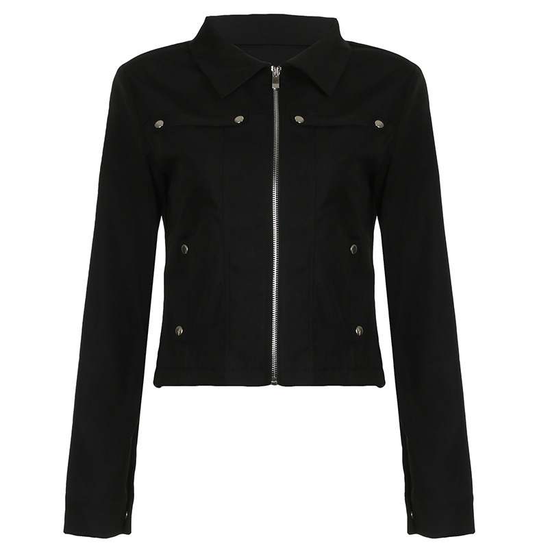 Women's Stand Collar Zipper Pocket Heavy-duty Fashion Jacket - Image 5