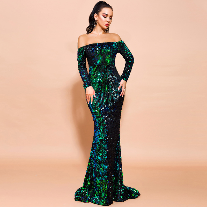 Strapless Sequin Evening Dress