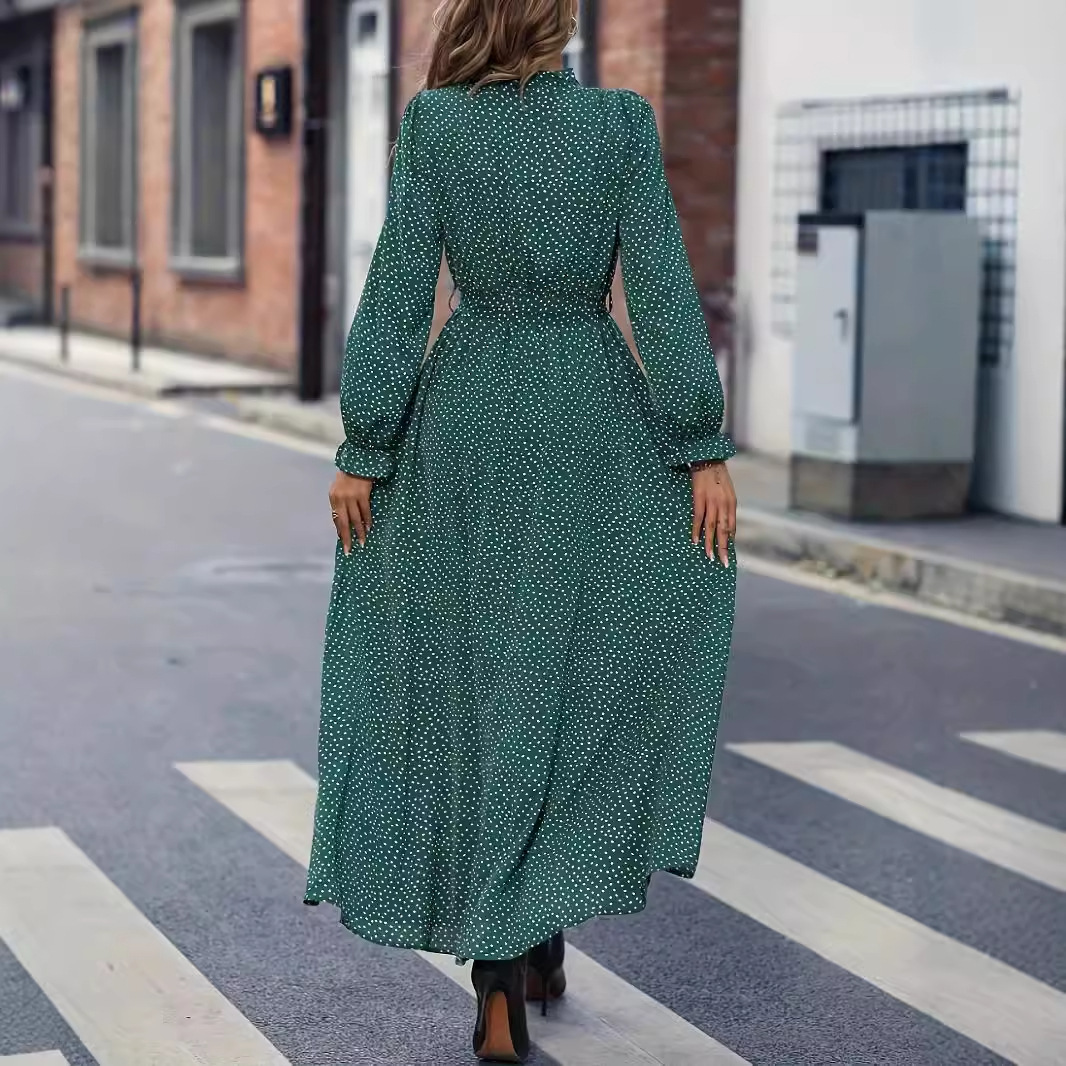 Long Sleeve Dotted Dress - Image 2