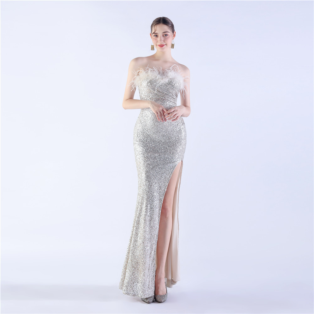 Ostrich Feather Evening Dress