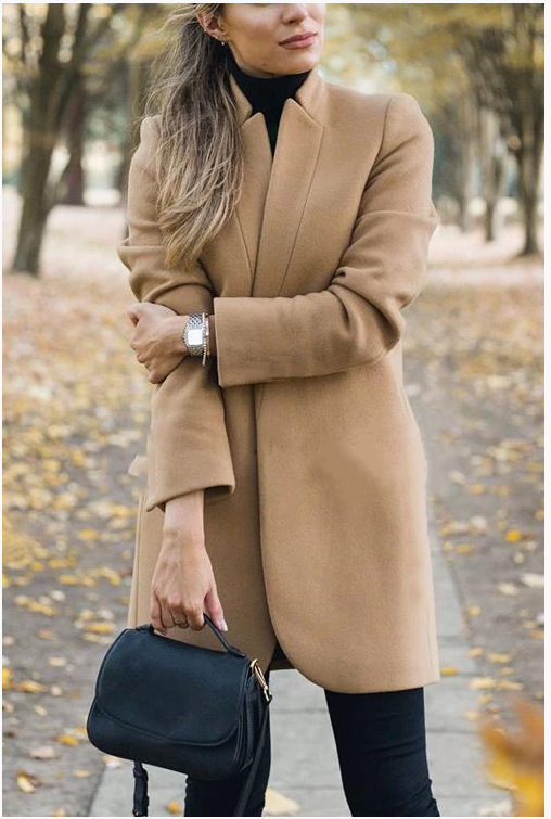 Fashion Stand Collar Wool Coat