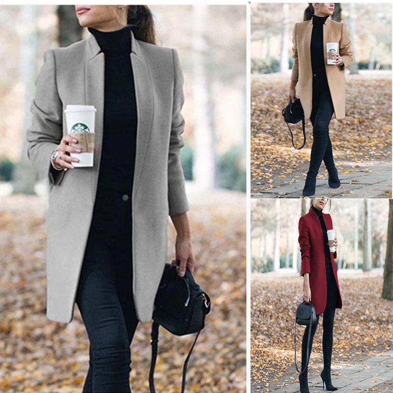 Fashion Stand Collar Wool Coat - Image 2