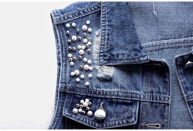 Women's Beaded Denim Vest - Image 4