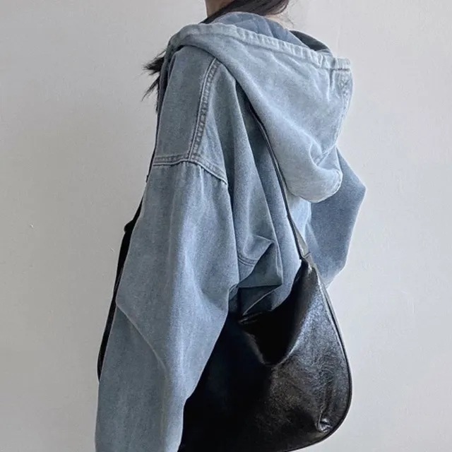 Retro Hooded Denim Jacket Coat - Image 2