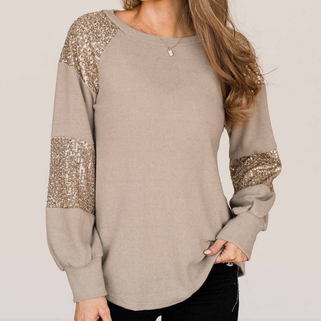 Round Neck Long Sleeve Pullover for Women