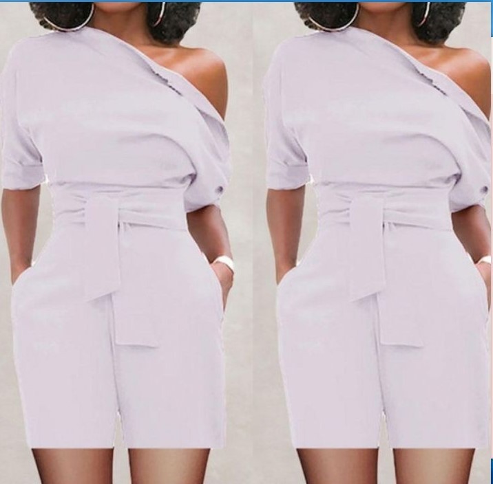 Women's Button Shoulder One-Piece Shorts Set - Image 6