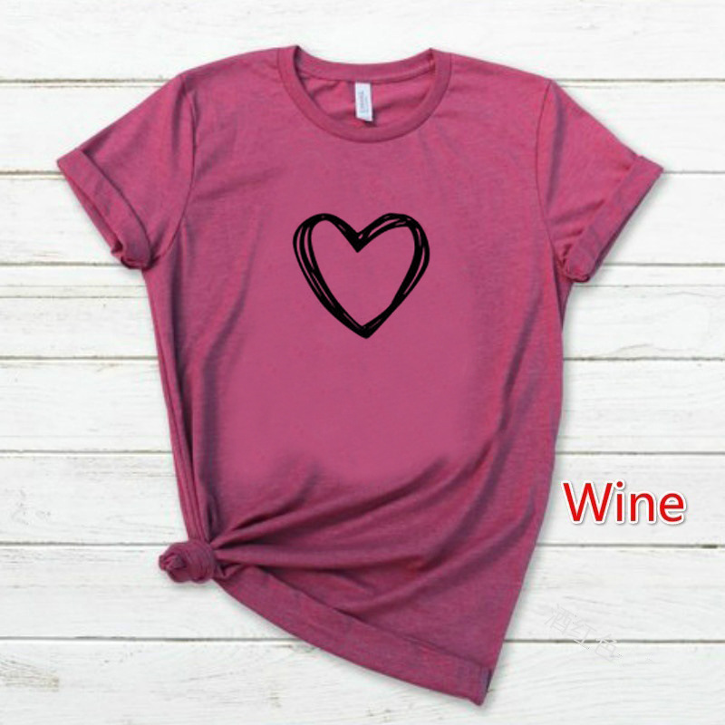 Women's Heart Print Loose T-Shirt - Image 7