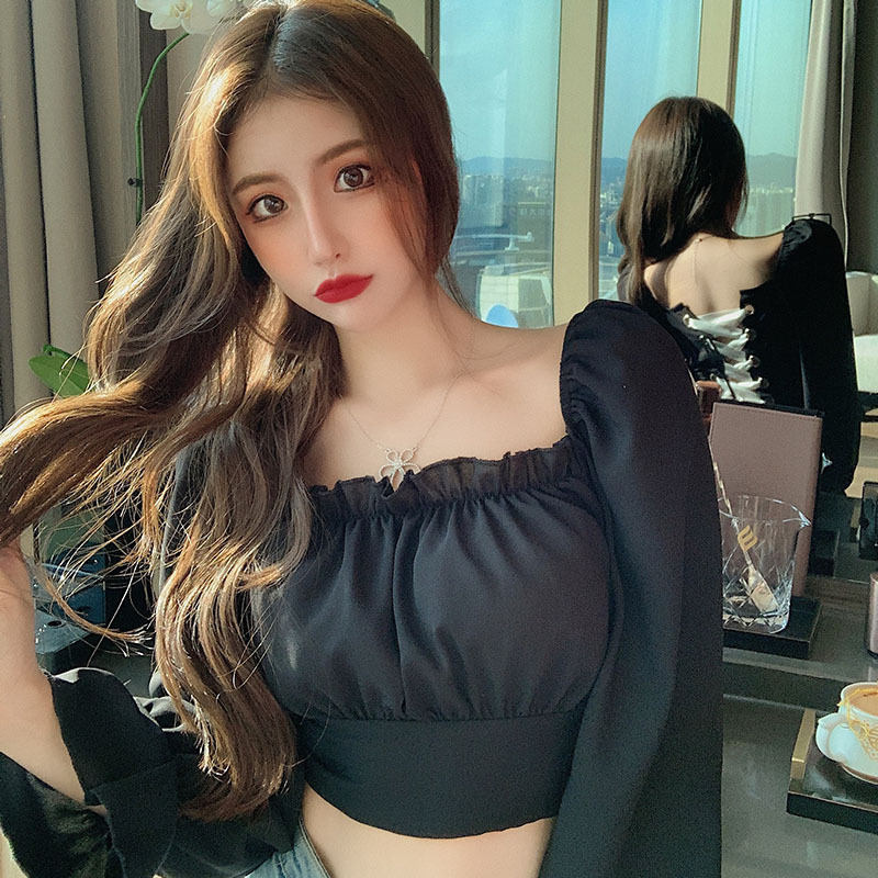 Long-Sleeve Tie-Front Crop Top - Image 5