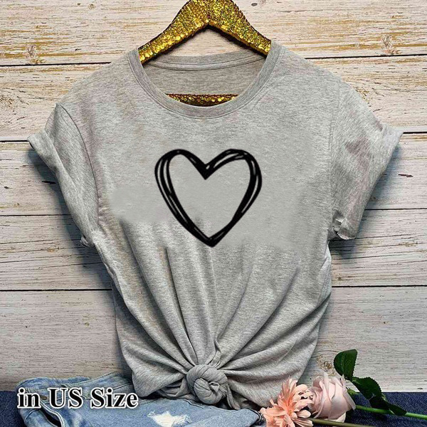 Women's Heart Print Loose T-Shirt - Image 6